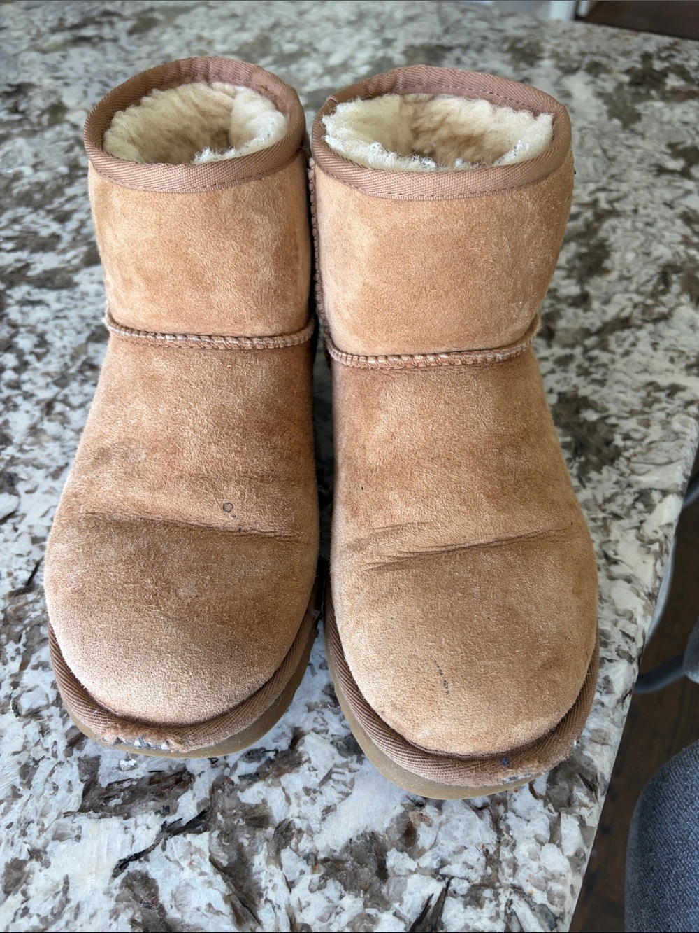 UGG Chestnut Suede Shearling Short Boots
